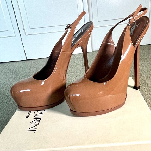 YSL SAINT LAURENT Rive Gauche Tribtoo105 Slingback Soft Nude/EU 40 US 10 BNIB - Picture 4 of 16